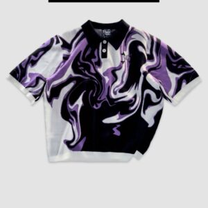 Knit Tee White / Black / Purple