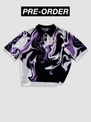 Knit Tee White / Black / Purple