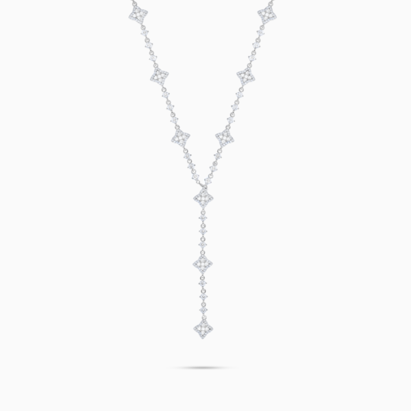 Lariat Flower Tennis Argenté - Pierres Blanches – Make it Shine