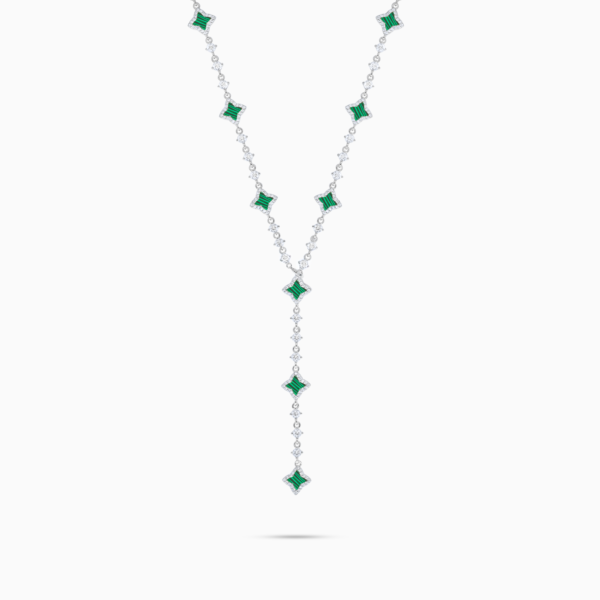 Lariat Flower Tennis Argenté - Motif Vert