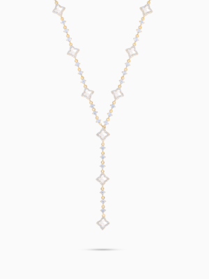 Lariat Flower Tennis Doré - Motif Blanc