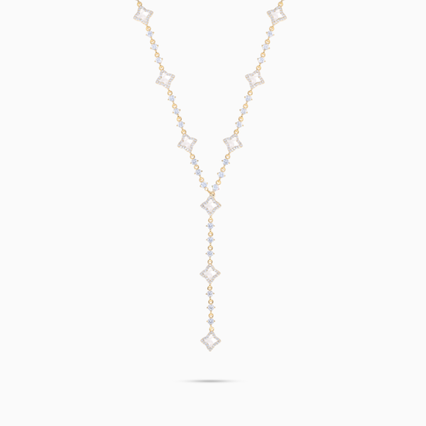 Lariat Flower Tennis Doré - Motif Blanc – Make it Shine