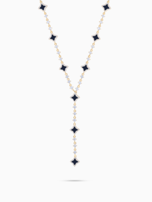 Lariat Flower Tennis Doré - Motif Noir
