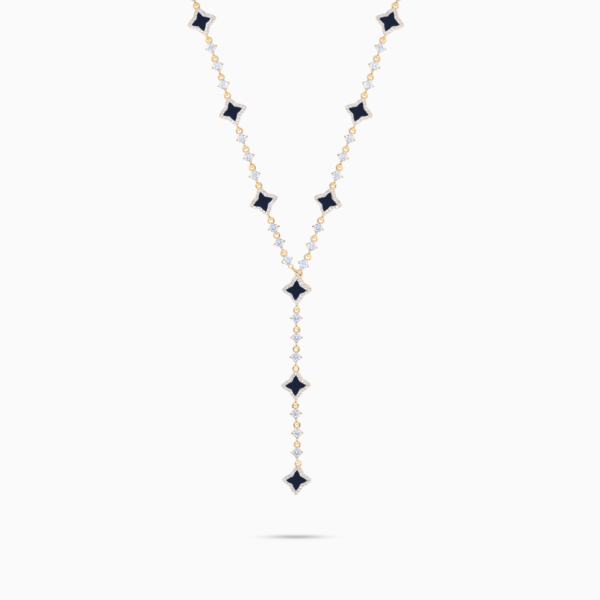 Lariat Flower Tennis Doré - Motif Noir