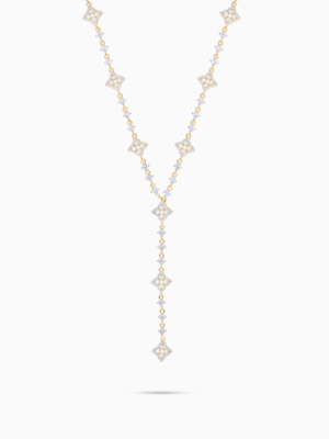 Lariat Flower Tennis Doré - Pierres Blanches