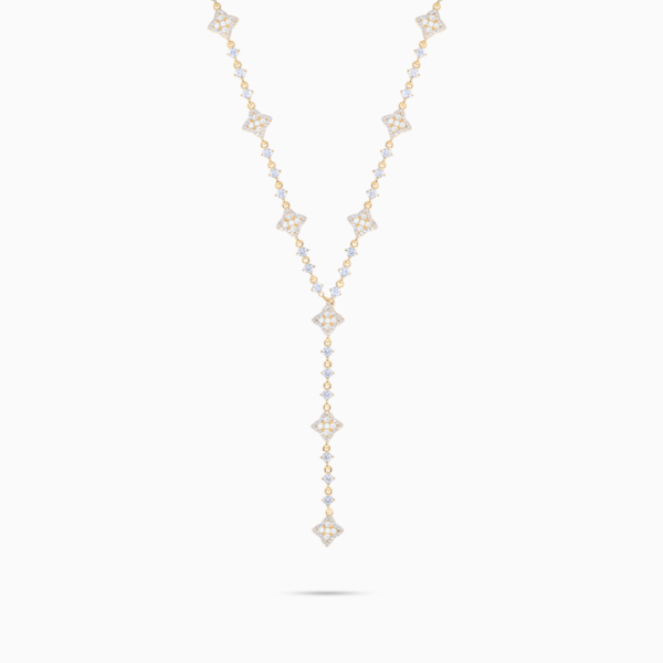 Lariat Flower Tennis Doré - Pierres Blanches