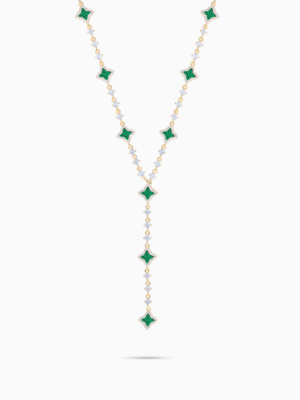 Lariat Flower Tennis Doré - Motif Vert