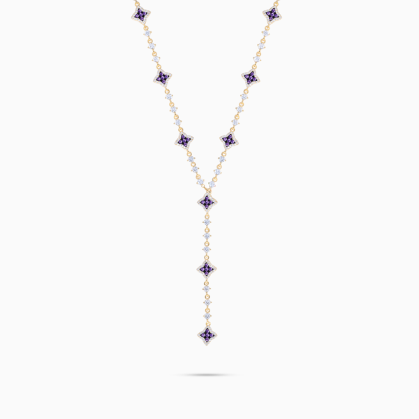 Lariat Flower Tennis Doré - Pierres Violettes