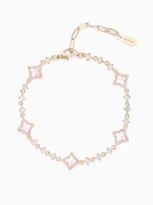 Bracelet Flower Tennis Doré - Motif Rose
