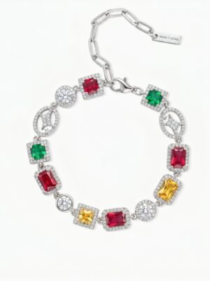 Bracelet Multi Gemstone 8 mm Argenté