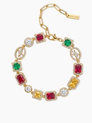 Bracelet Multi Gemstone 8 mm Doré