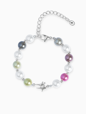 Bracelet Pearl Double Stars Argenté - Multicolore