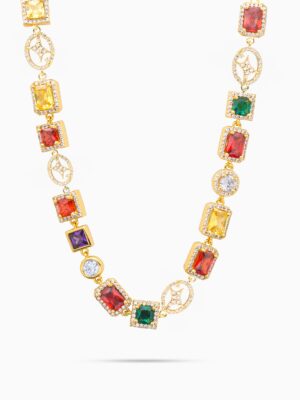 Chaîne Multi Gemstone 8 mm Dorée