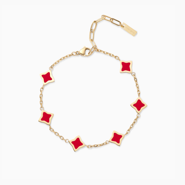 Bracelet Flower câble Doré - Motif Rouge – Make it Shine