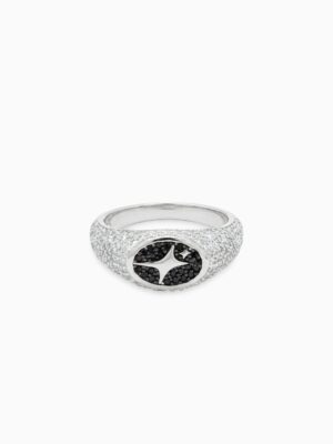 Iced Oval signet ring argentée