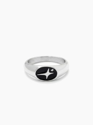 Signature Oval signet ring argentée