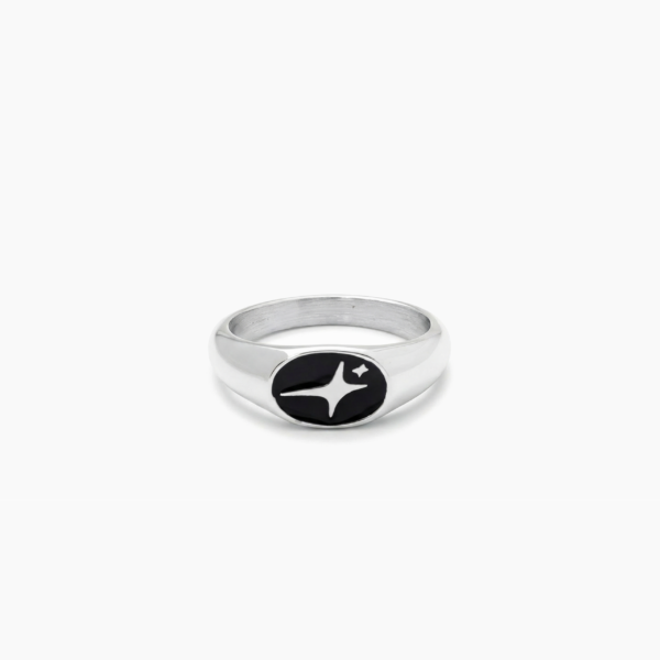 Signature Oval signet ring argentée