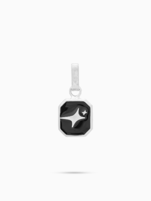 Pendentif Square Signature argenté - Motif Noir