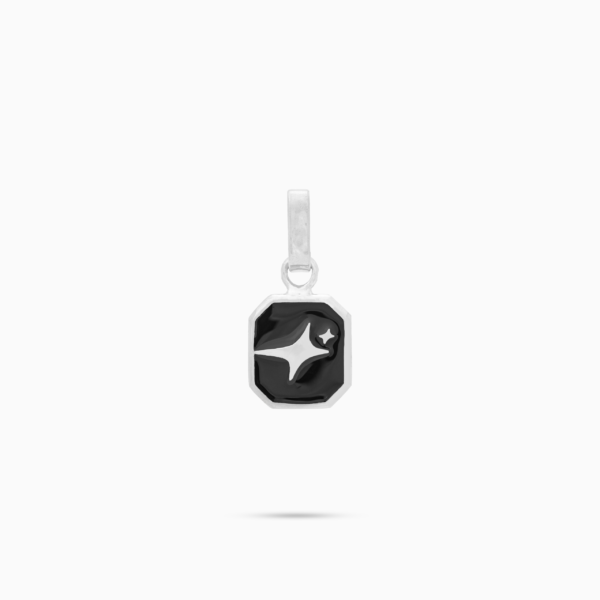 Pendentif Square Signature argenté - Motif Noir – Make it Shine