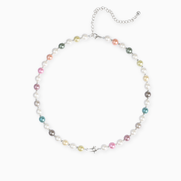 Chaîne Pearl Double Stars Argentée - Multicolore
