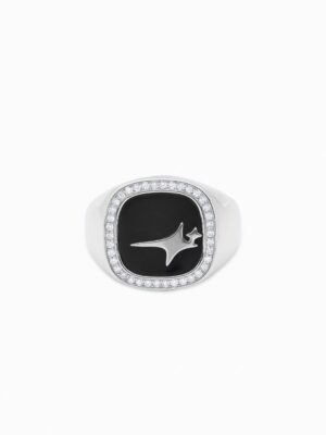 Iced Raw ring Argentée - Motif Noir