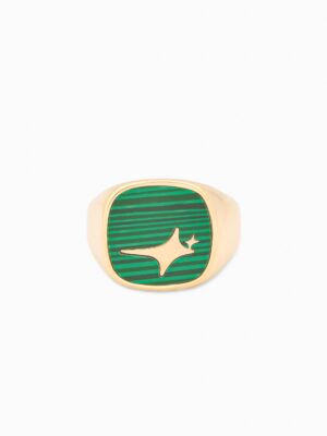 Raw Ring Dorée - Motif Vert