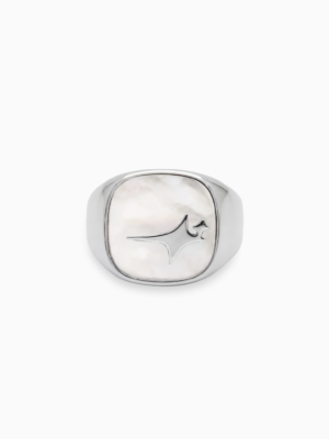Raw Ring Argentée - Motif Blanc