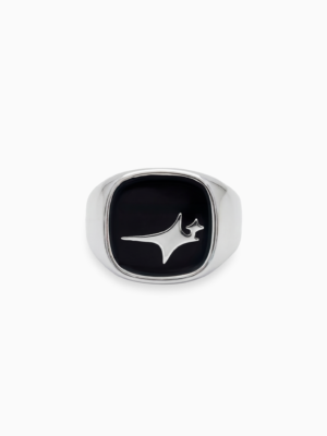 Raw Ring Argentée - Motif Noir