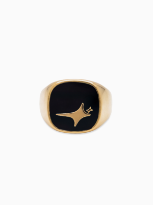 Raw Ring Doré - Motif Noir