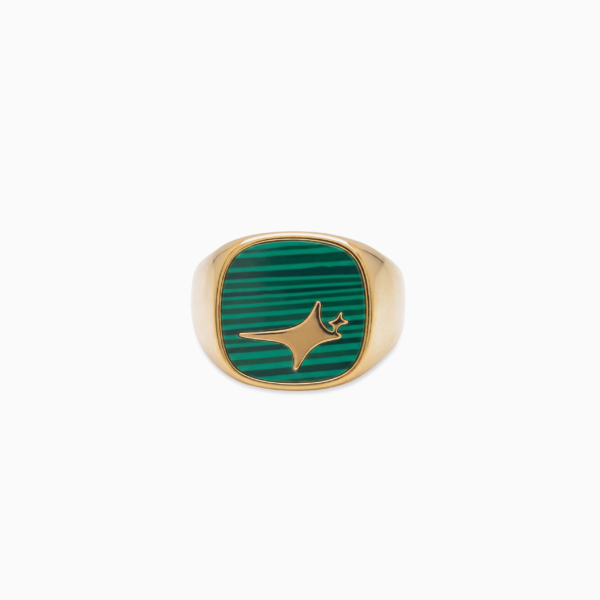 Raw Ring Doré - Motif Vert – Make it Shine