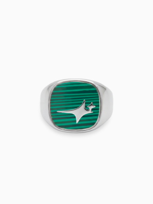 Raw Ring Argentée - Motif Vert