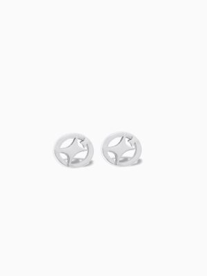 Round signature earrings argentées