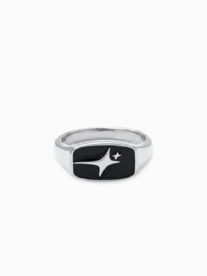 Signature Rectangle signet ring argentée