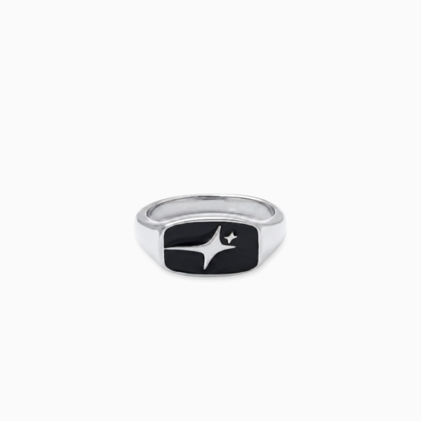 Signature Rectangle signet ring argentée