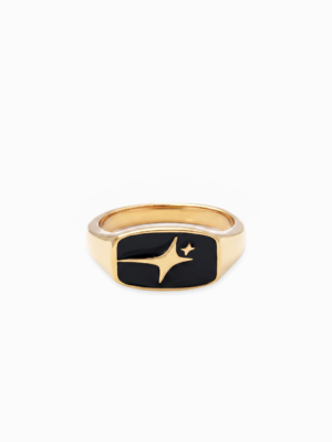 Signature Rectangle signet ring dorée