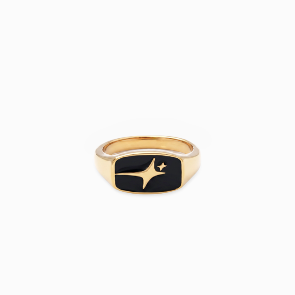 Signature Rectangle signet ring dorée