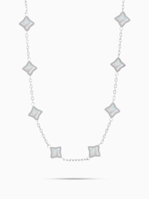Chaîne Flower câble Argentée - Motif Blanc