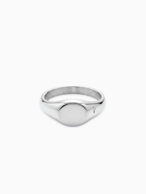 Round signet ring argentée