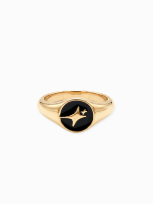 Signature Round signet ring dorée