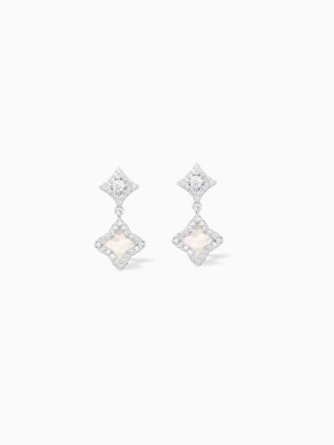 Stars & Flowers earrings argentées - Motif blanc