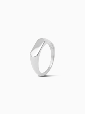 Slim signet ring argentée