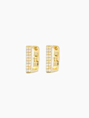 Iced square earrings dorées