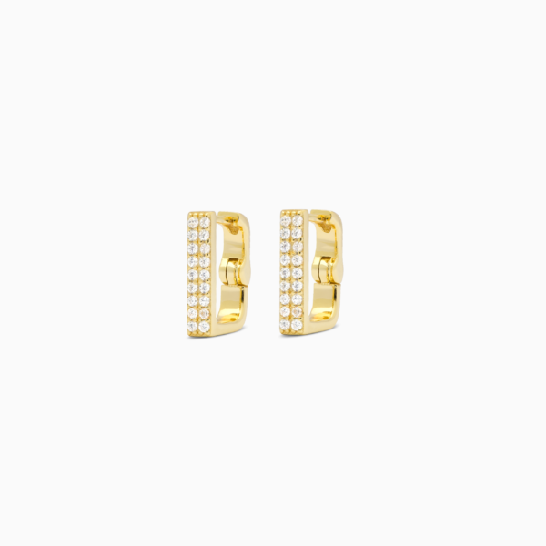 Iced square earrings dorées