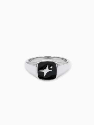 Signature Square signet ring argentée