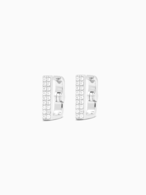 Iced square earrings argentées