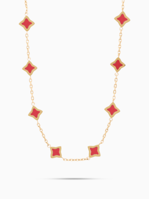 Chaîne Flower câble Dorée - Motif Rouge