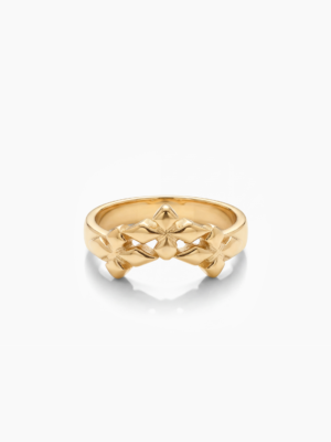 Triple crossed star ring - Doré